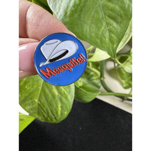 Mesquite! White Cowboy Hat Lapel Pin Tie Back 7/8” Texas